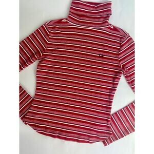 90s Tommy Hilfiger Tommy Jeans Cropped Striped Turtleneck Shirt Small VTG Iconic